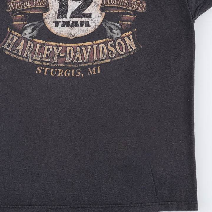 Harley-Davidson Motorcycle Bike T-shirt Made in USA Men's L size cotton black type Vintage Second Hand