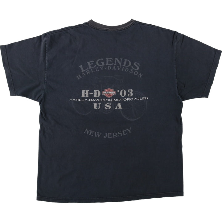 2000'S Harley-Davidson Eagle Pattern American Flag Motorcycle T-Shirt, Made in USA, Men's XL (approx.) cotton black type Vintage Second Hand