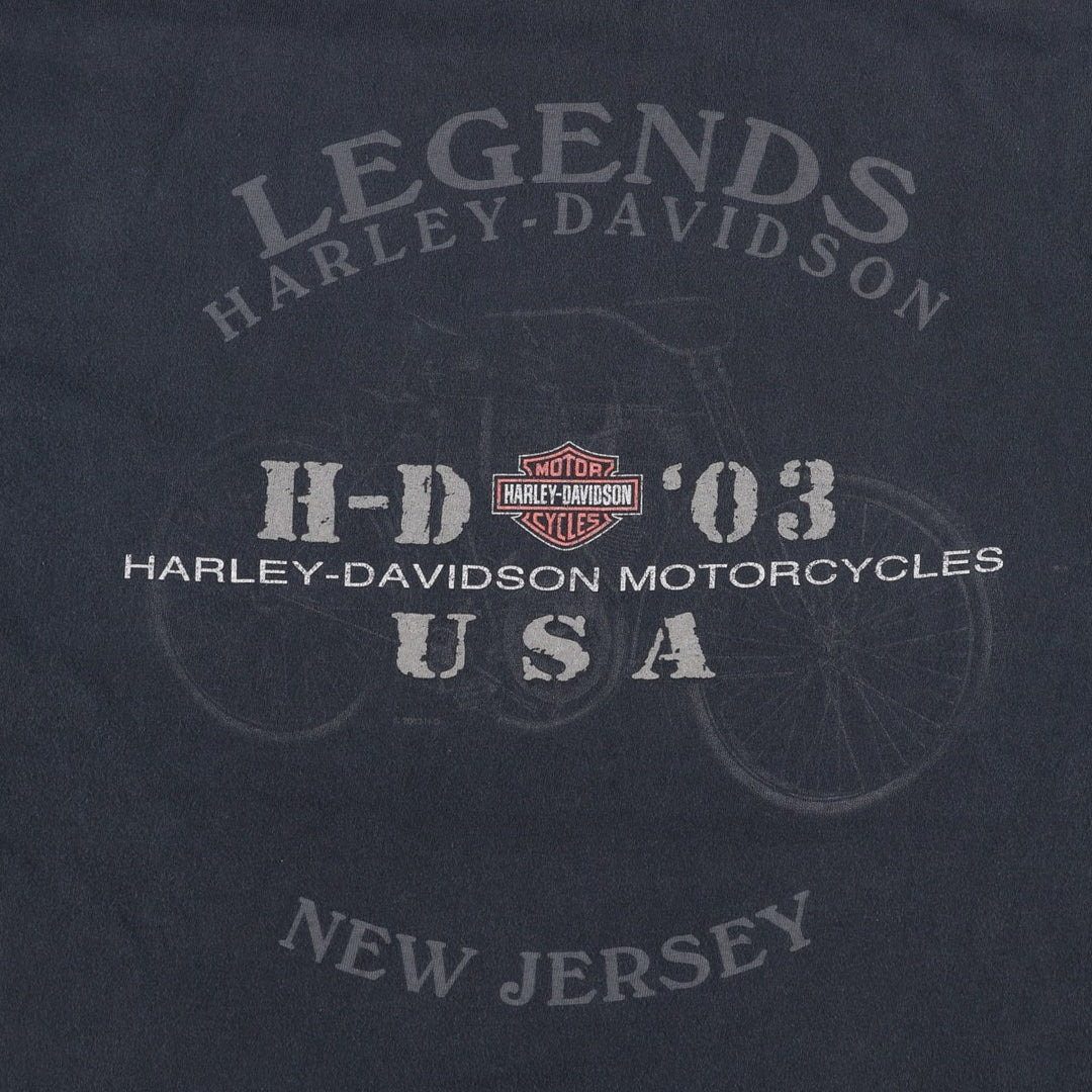 2000'S Harley-Davidson Eagle Pattern American Flag Motorcycle T-Shirt, Made in USA, Men's XL (approx.) cotton black type Vintage Second Hand