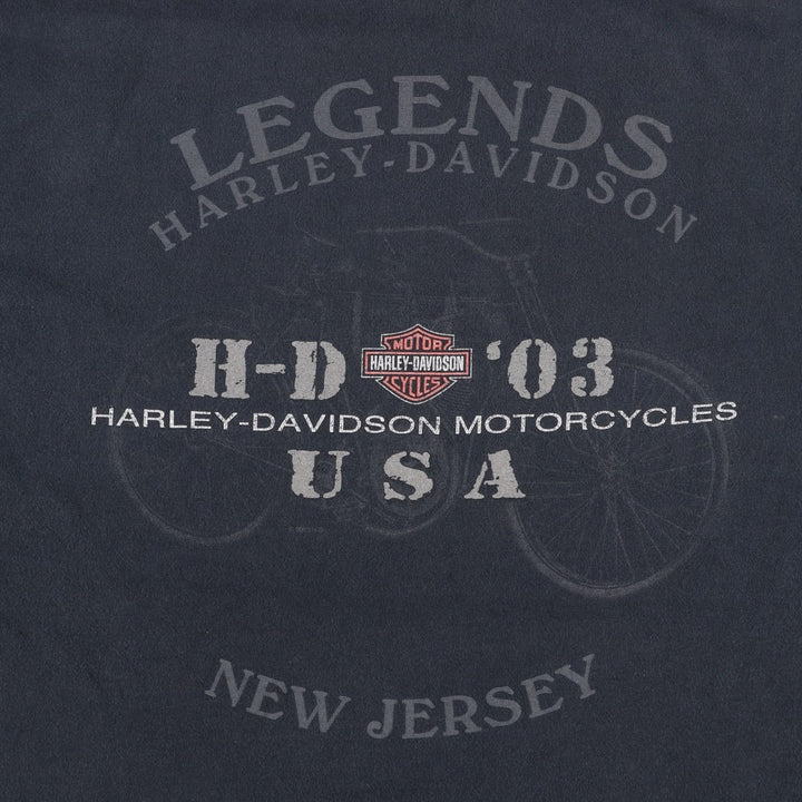 2000'S Harley-Davidson Eagle Pattern American Flag Motorcycle T-Shirt, Made in USA, Men's XL (approx.) cotton black type Vintage Second Hand