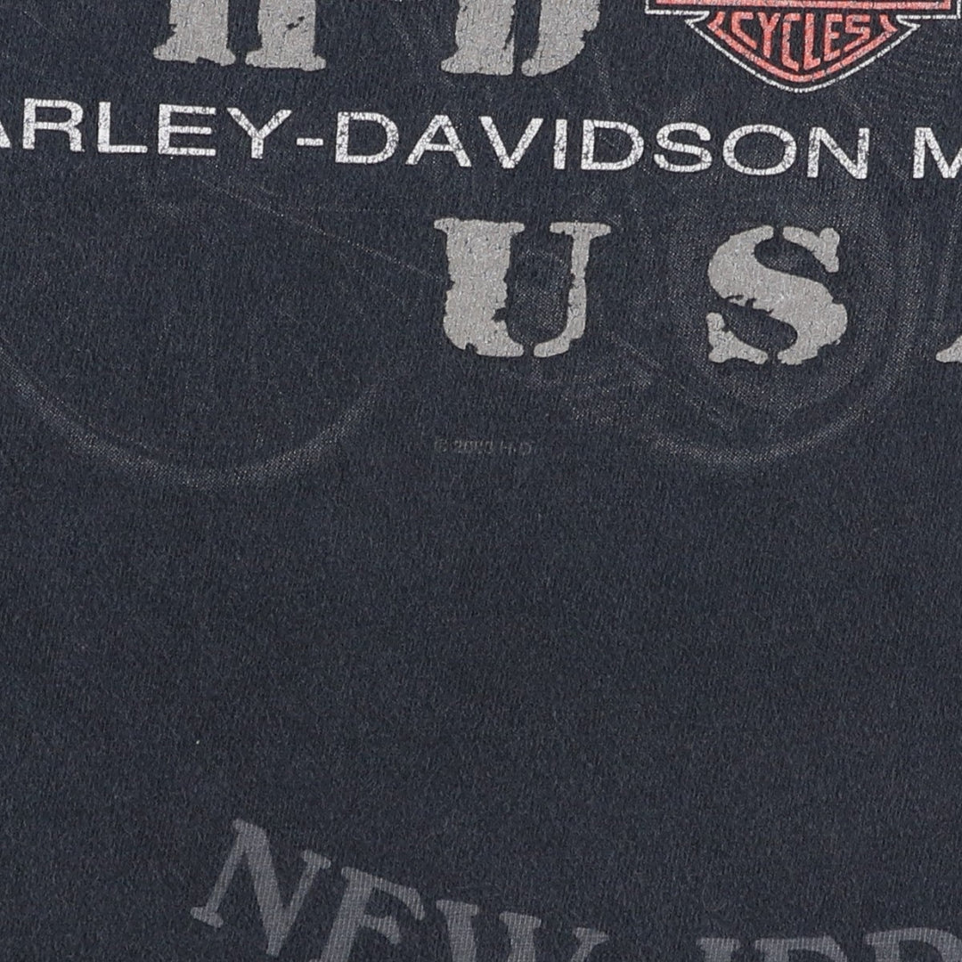 2000'S Harley-Davidson Eagle Pattern American Flag Motorcycle T-Shirt, Made in USA, Men's XL (approx.) cotton black type Vintage Second Hand