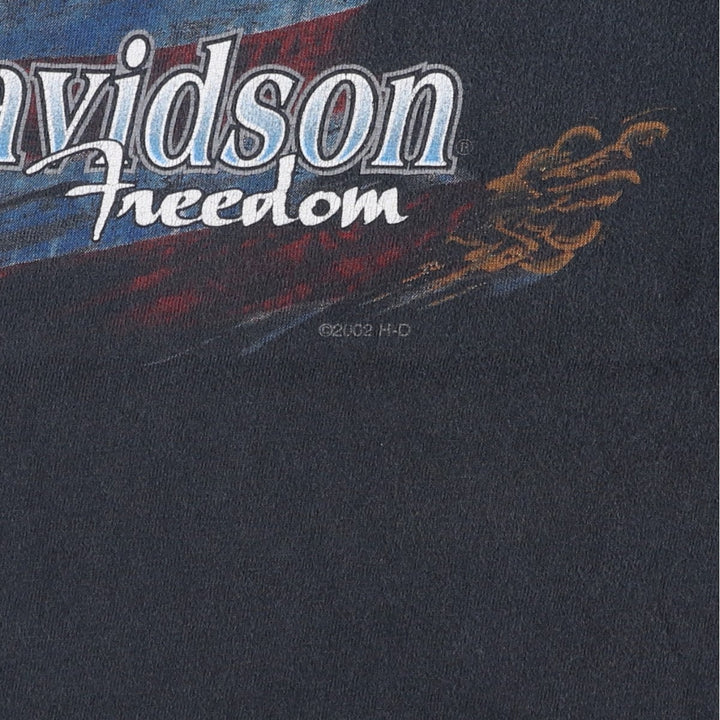 2000'S Harley-Davidson Eagle Pattern American Flag Motorcycle T-Shirt, Made in USA, Men's XL (approx.) cotton black type Vintage Second Hand