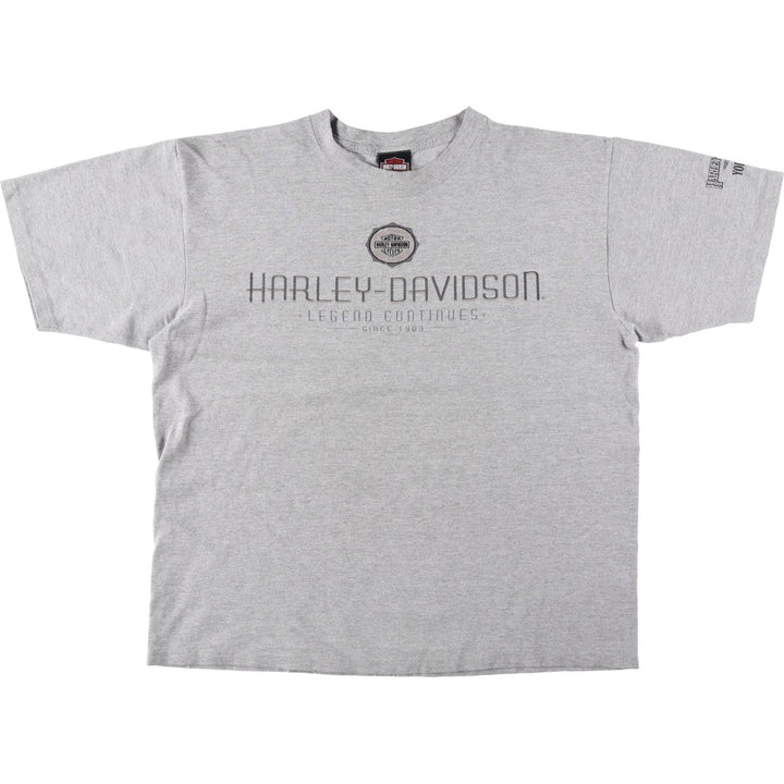 Harley-Davidson Motorcycle Bike T-shirt Made in USA Men's L size cotton gray type Vintage Second Hand