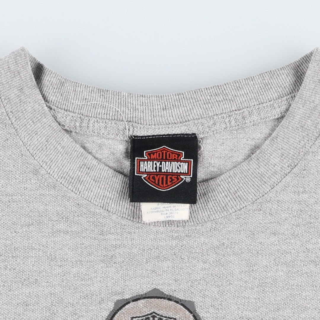 Harley-Davidson Motorcycle Bike T-shirt Made in USA Men's L size cotton gray type Vintage Second Hand