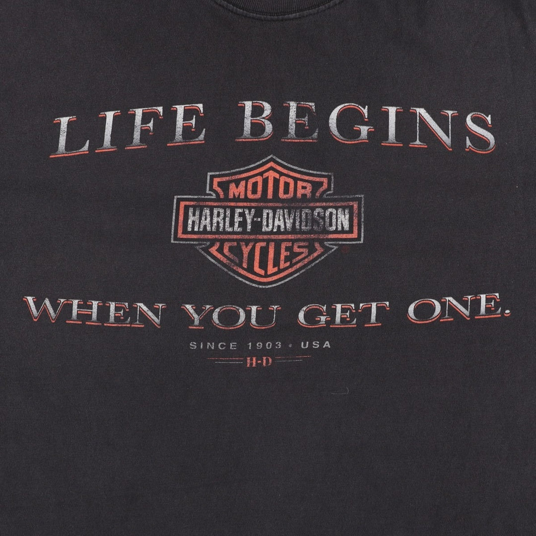 Harley-Davidson Motorcycle Bike T-shirt Made in USA Men's XL cotton black type Vintage Second Hand