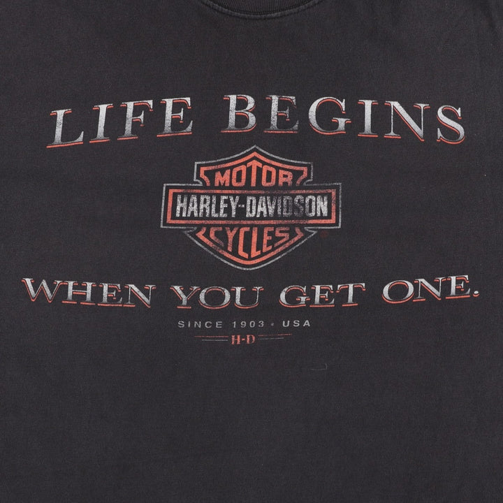 Harley-Davidson Motorcycle Bike T-shirt Made in USA Men's XL cotton black type Vintage Second Hand