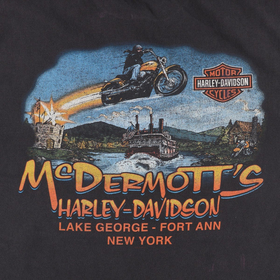 Harley-Davidson Motorcycle Bike T-shirt Made in USA Men's XL cotton black type Vintage Second Hand