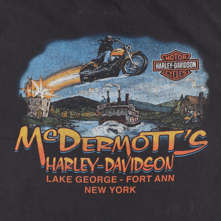 Harley-Davidson Motorcycle Bike T-shirt Made in USA Men's XL cotton black type Vintage Second Hand