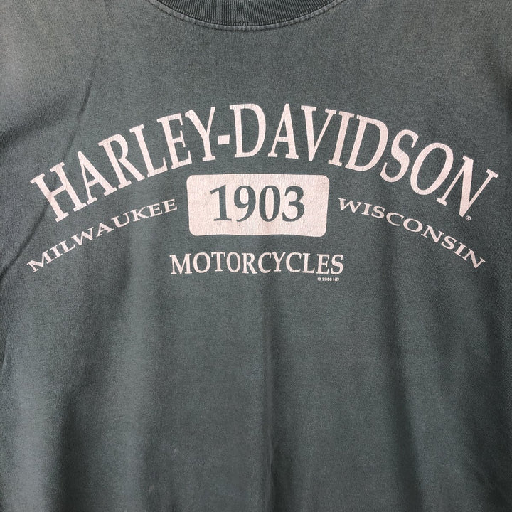 2000'S Harley-Davidson Motorcycle T-Shirt, Made in the EU, Men's Size L (approx.) cotton Khaki type Vintage Second Hand