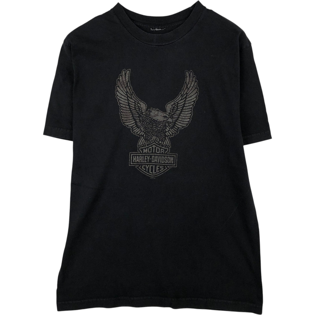 Harley-Davidson Motorcycle T-Shirt with Cow and Eagle Pattern (Men's Size M) unclear black type Vintage Second Hand