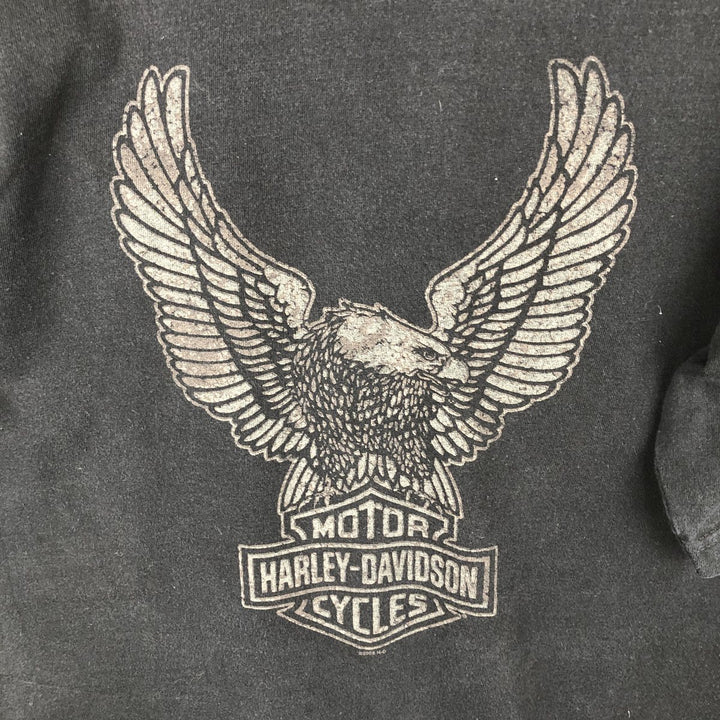 Harley-Davidson Motorcycle T-Shirt with Cow and Eagle Pattern (Men's Size M) unclear black type Vintage Second Hand