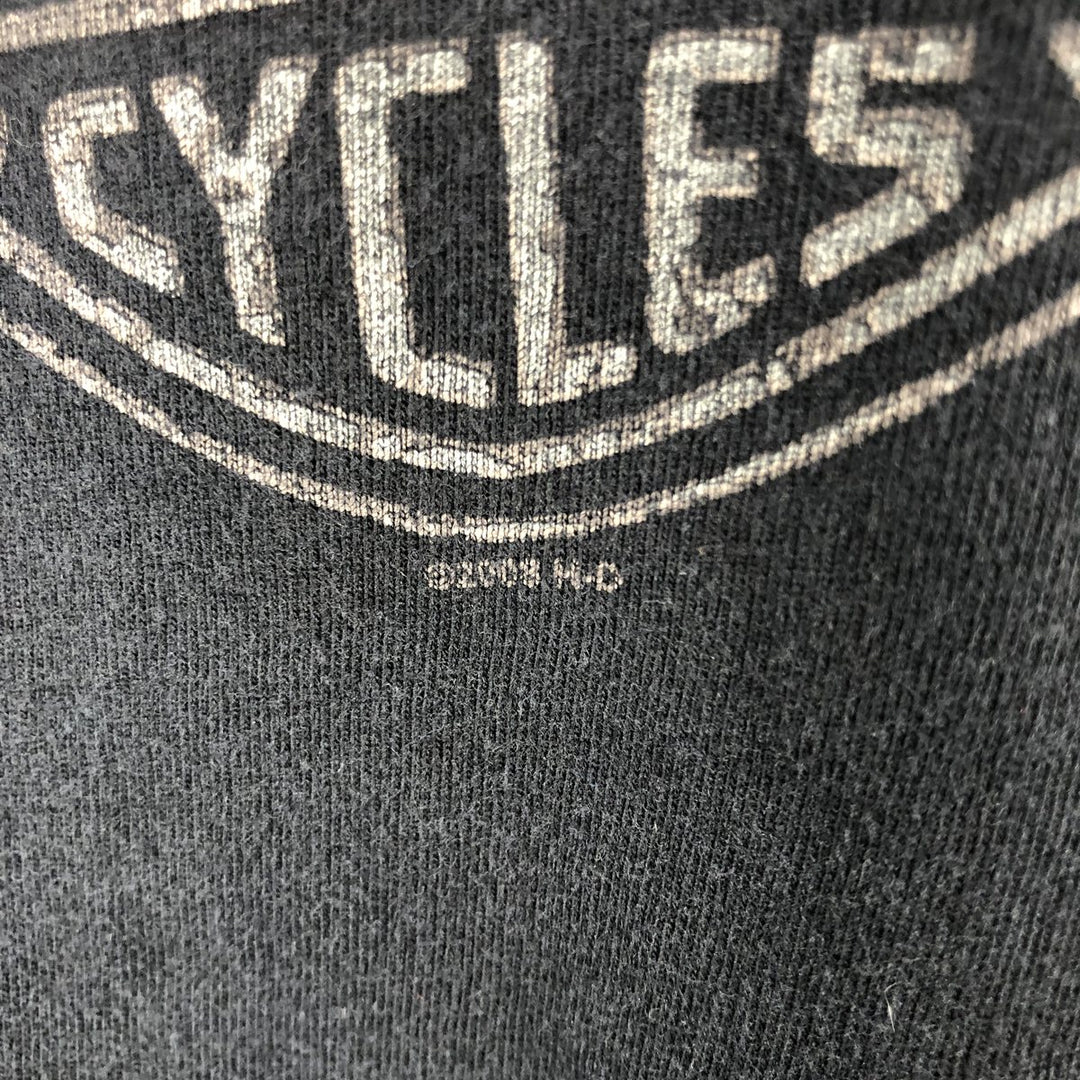 Harley-Davidson Motorcycle T-Shirt with Cow and Eagle Pattern (Men's Size M) unclear black type Vintage Second Hand