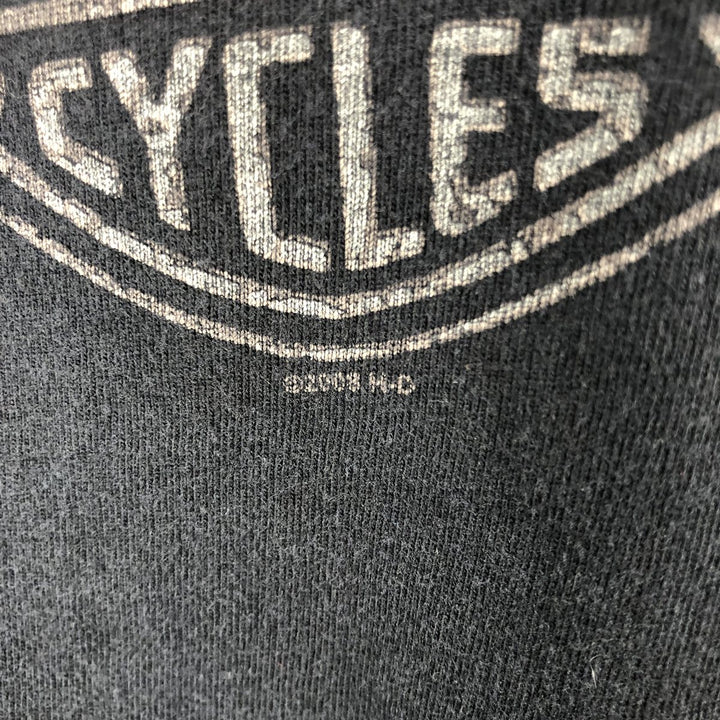 Harley-Davidson Motorcycle T-Shirt with Cow and Eagle Pattern (Men's Size M) unclear black type Vintage Second Hand