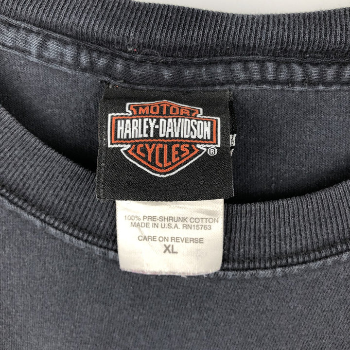 00'S Harley-Davidson Fire Pattern Motorcycle Bike T-Shirt Made in USA Men's XL cotton black type Vintage Second Hand