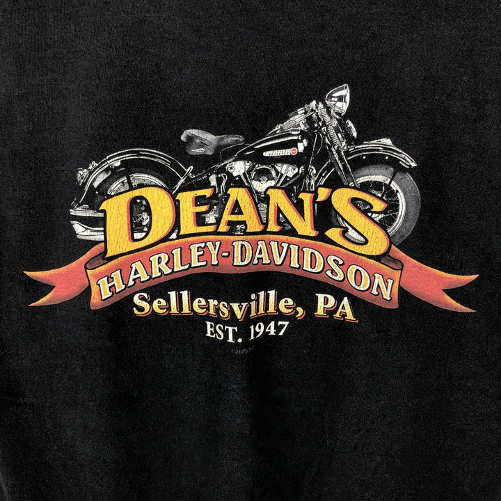 00'S Harley-Davidson Fire Pattern Motorcycle Bike T-Shirt Made in USA Men's XL cotton black type Vintage Second Hand