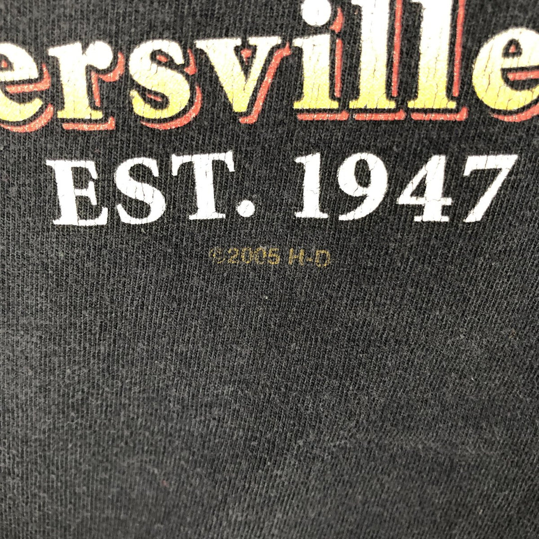 00'S Harley-Davidson Fire Pattern Motorcycle Bike T-Shirt Made in USA Men's XL cotton black type Vintage Second Hand