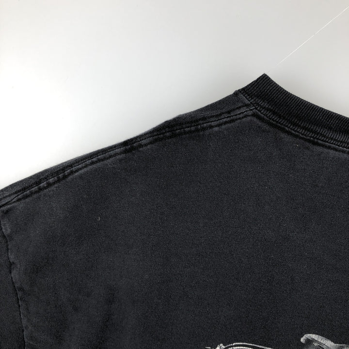 00'S Harley-Davidson Fire Pattern Motorcycle Bike T-Shirt Made in USA Men's XL cotton black type Vintage Second Hand
