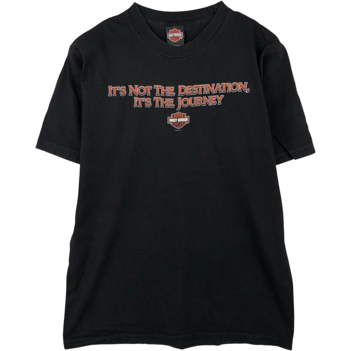 00'S Harley-Davidson Fire Pattern Motorcycle Bike T-Shirt Made in USA Men's L size cotton black type Vintage Second Hand