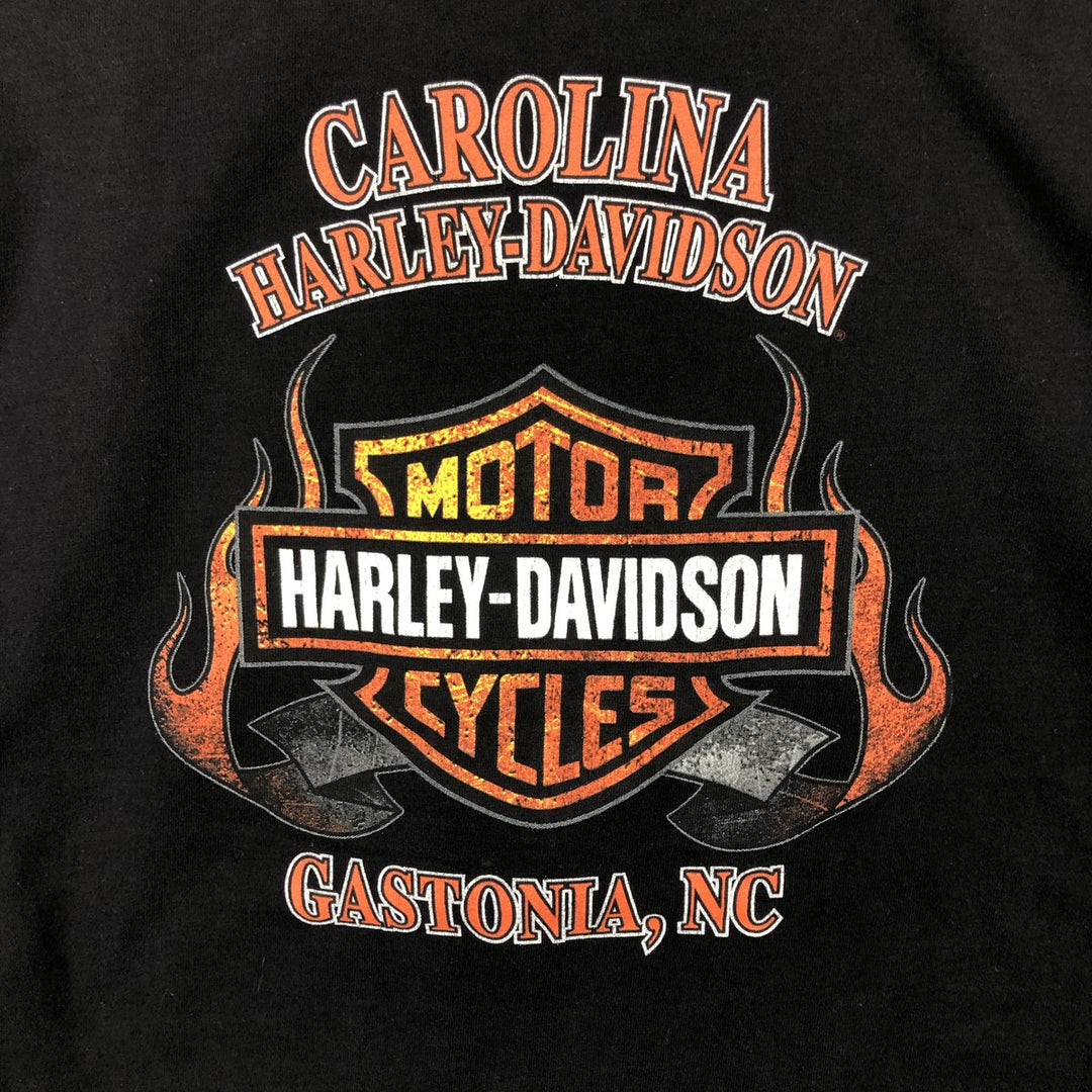 00'S Harley-Davidson Fire Pattern Motorcycle Bike T-Shirt Made in USA Men's L size cotton black type Vintage Second Hand