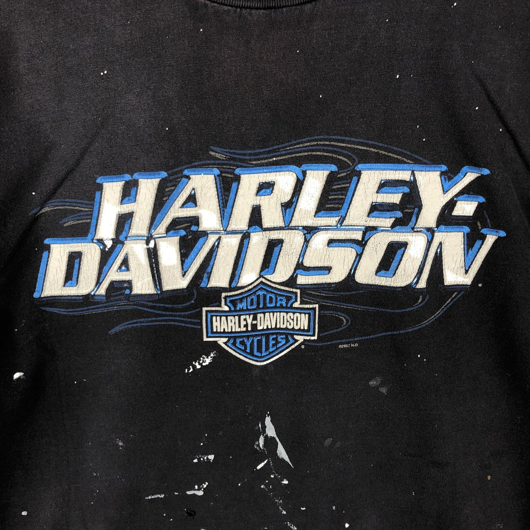00'S Harley-Davidson Motorcycle Bike T-shirt Made in USA Men's XL cotton black type Vintage Second Hand