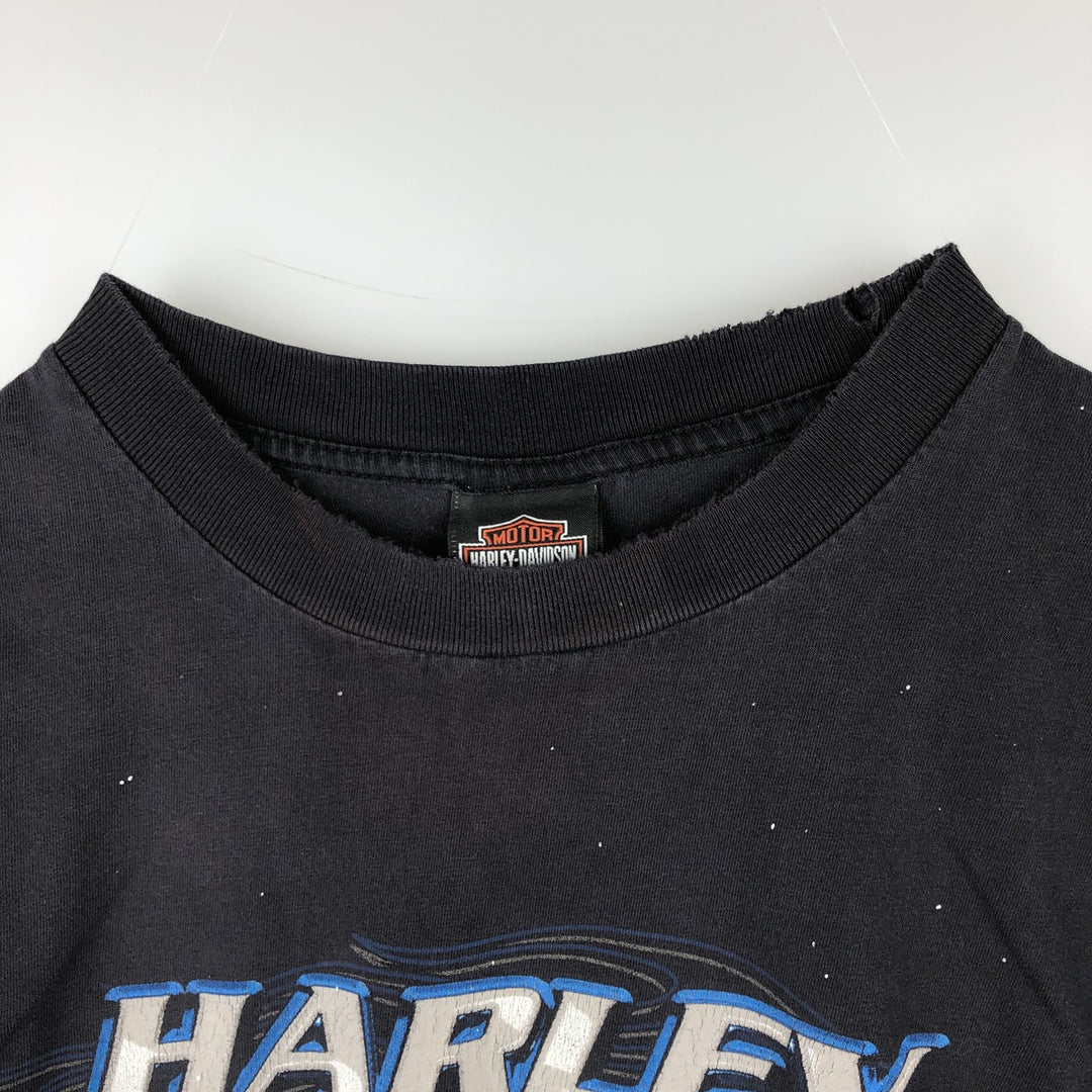 00'S Harley-Davidson Motorcycle Bike T-shirt Made in USA Men's XL cotton black type Vintage Second Hand