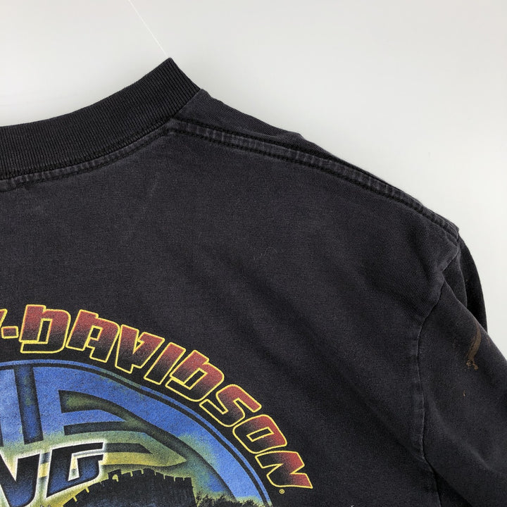 00'S Harley-Davidson Motorcycle Bike T-shirt Made in USA Men's XL cotton black type Vintage Second Hand