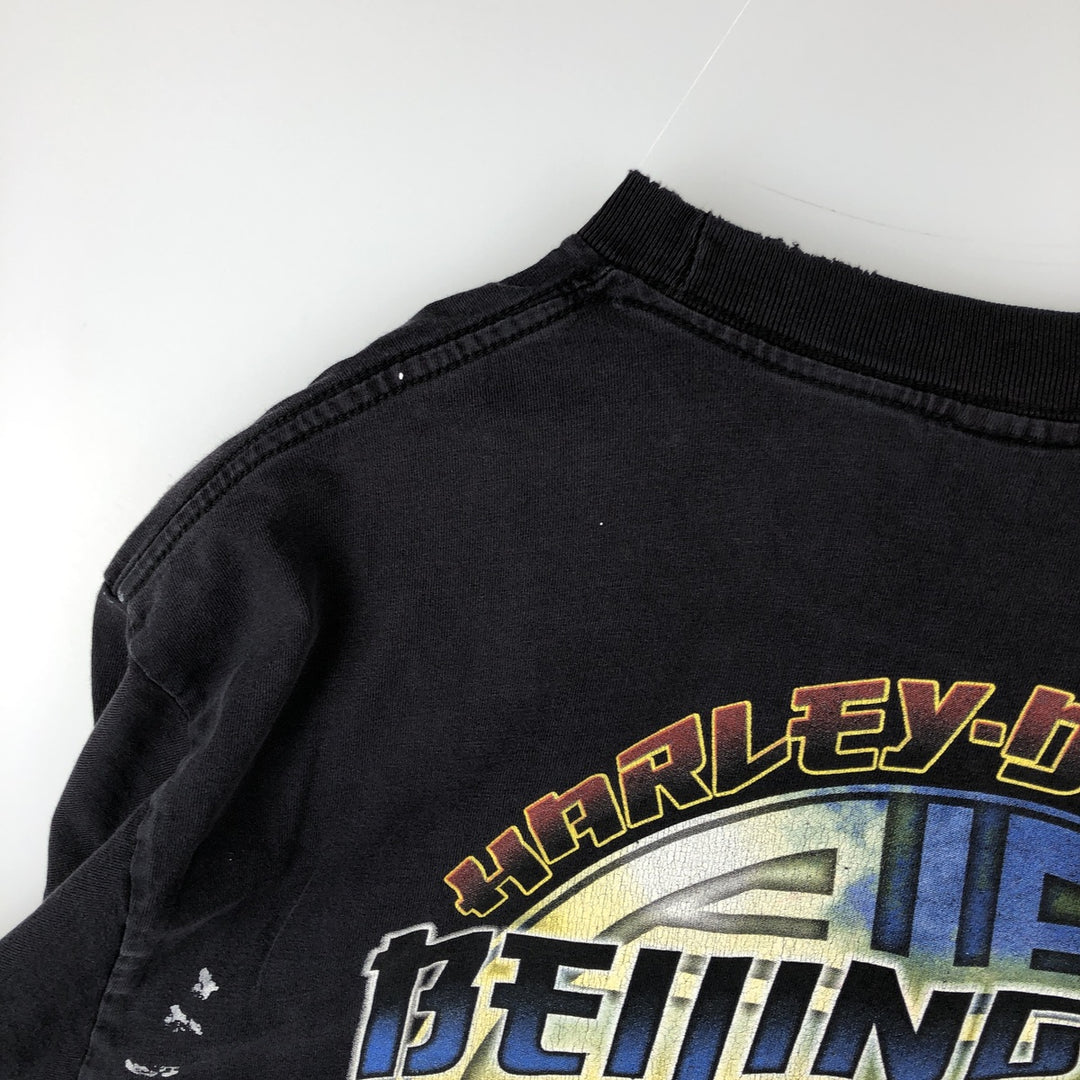 00'S Harley-Davidson Motorcycle Bike T-shirt Made in USA Men's XL cotton black type Vintage Second Hand