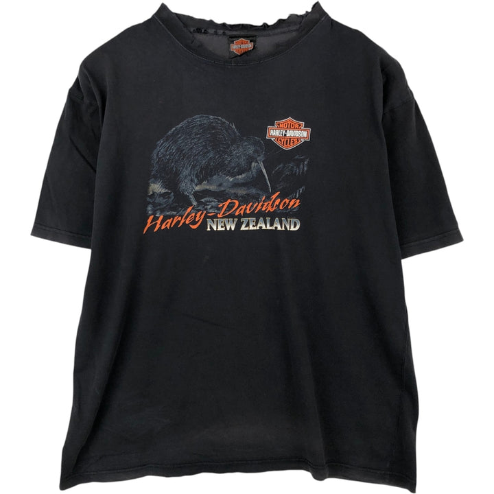 Harley-Davidson Kiwi Pattern Motorcycle T-Shirt, Men's Size XL (approx.) unclear black type Vintage Second Hand