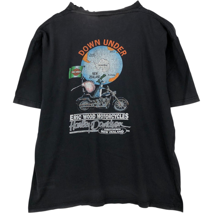Harley-Davidson Kiwi Pattern Motorcycle T-Shirt, Men's Size XL (approx.) unclear black type Vintage Second Hand
