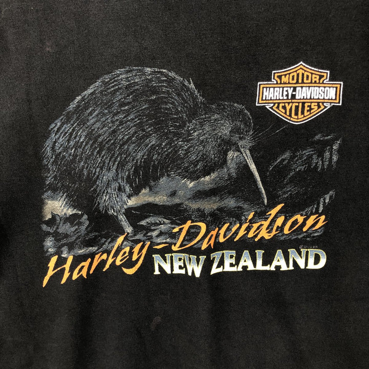 Harley-Davidson Kiwi Pattern Motorcycle T-Shirt, Men's Size XL (approx.) unclear black type Vintage Second Hand