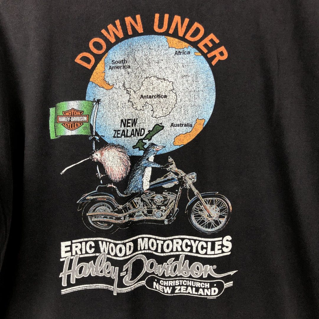 Harley-Davidson Kiwi Pattern Motorcycle T-Shirt, Men's Size XL (approx.) unclear black type Vintage Second Hand