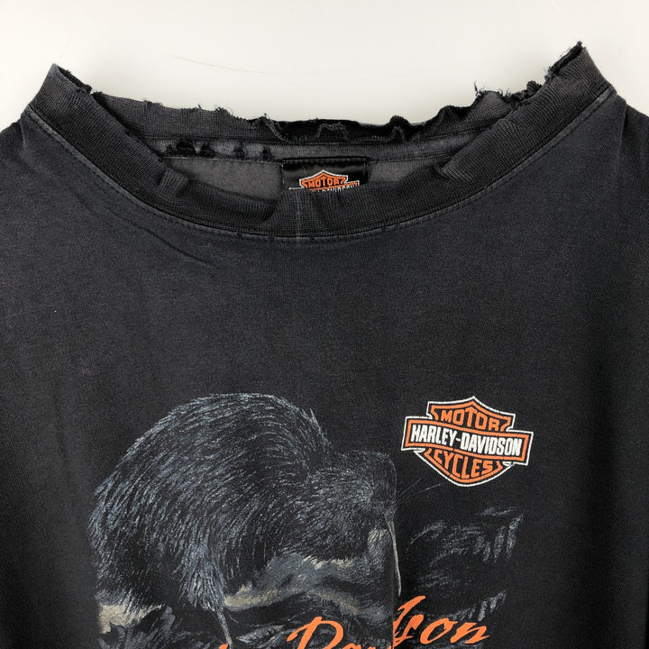 Harley-Davidson Kiwi Pattern Motorcycle T-Shirt, Men's Size XL (approx.) unclear black type Vintage Second Hand