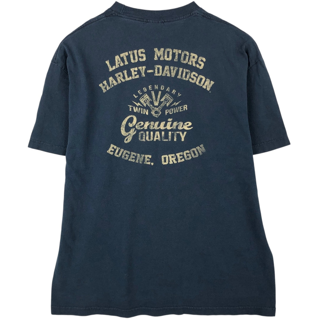 Harley-Davidson Skull Wing Skull Pattern Motorcycle T-Shirt, Men's Size L (approx.) unclear navy blue type Vintage Second Hand