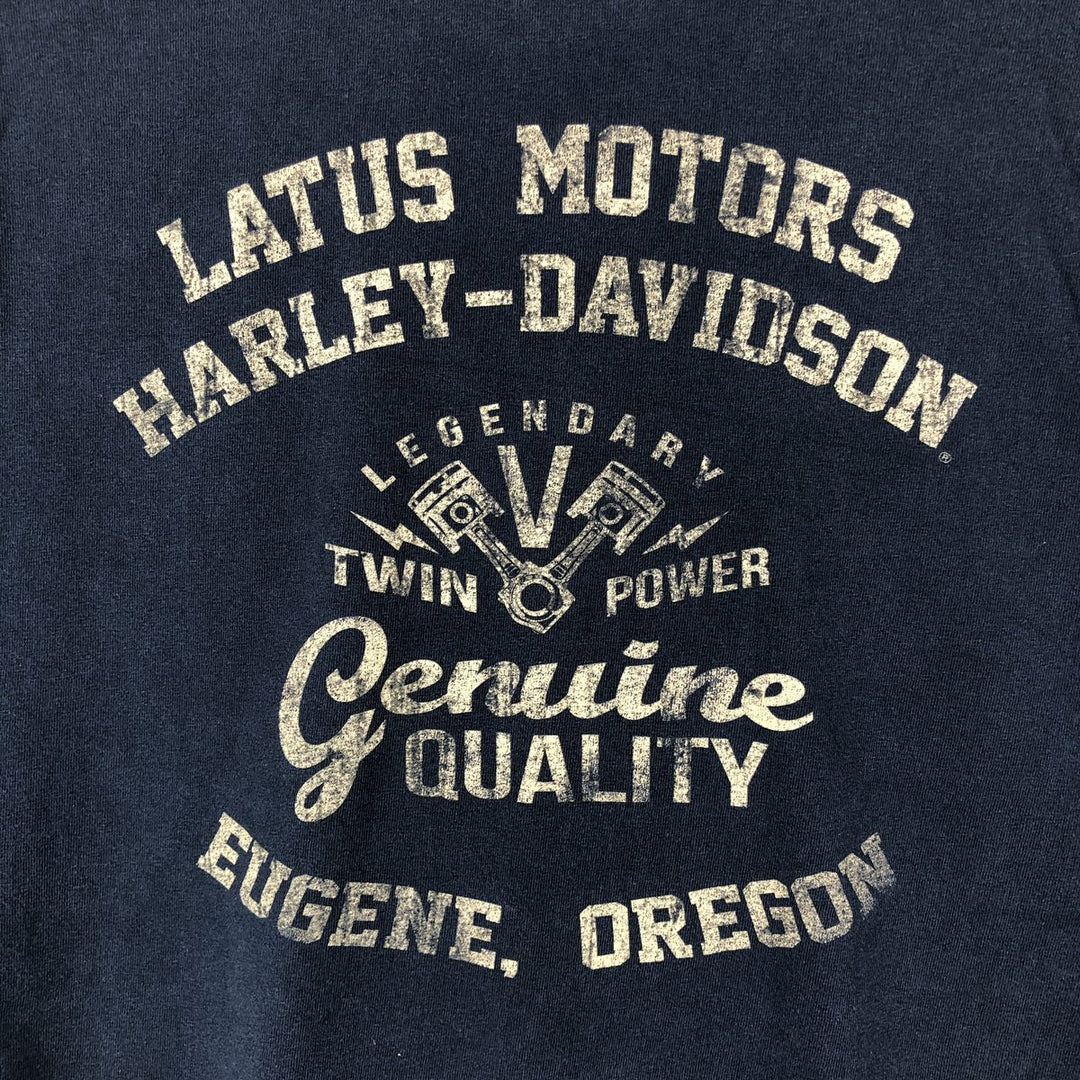 Harley-Davidson Skull Wing Skull Pattern Motorcycle T-Shirt, Men's Size L (approx.) unclear navy blue type Vintage Second Hand
