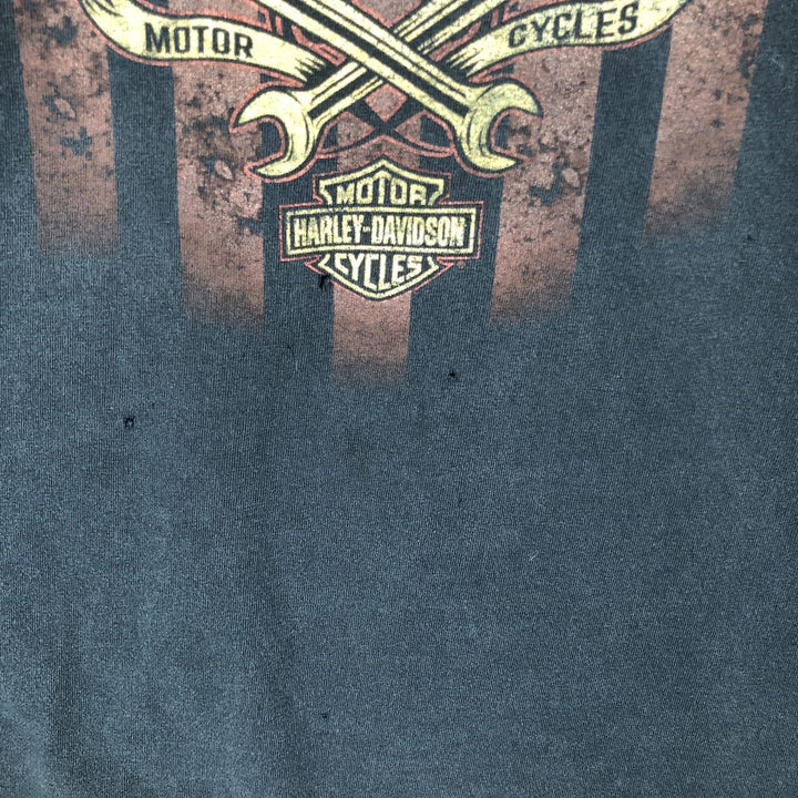 Harley-Davidson Skull Wing Skull Pattern Motorcycle T-Shirt, Men's Size L (approx.) unclear navy blue type Vintage Second Hand