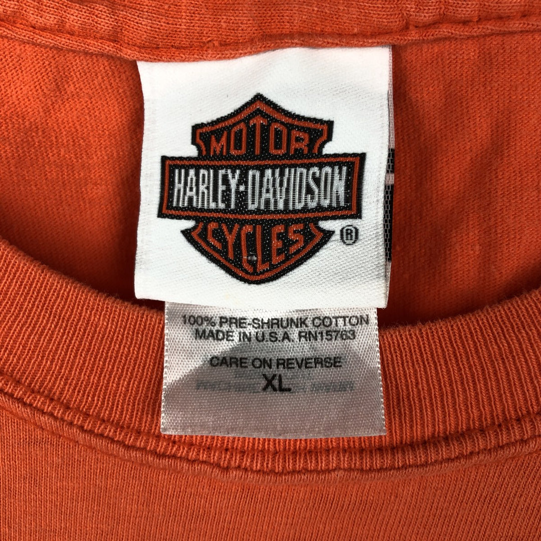 2000'S Hanes Harley-Davidson Eagle Pattern Dragon Pattern Motorcycle T-Shirt, Made in USA, Men's XL equivalent. cotton orange type Vintage Second Hand