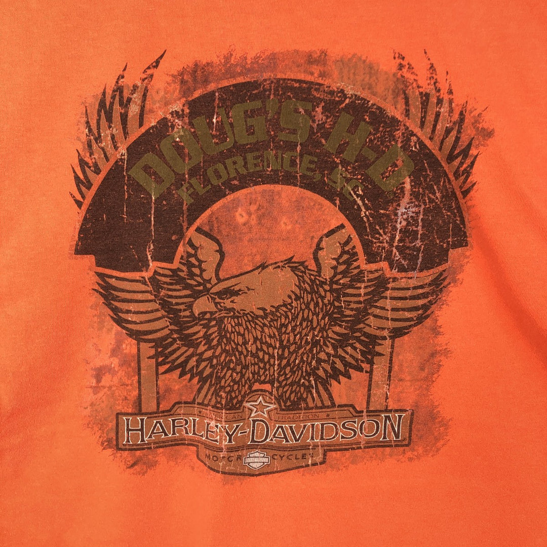 2000'S Hanes Harley-Davidson Eagle Pattern Dragon Pattern Motorcycle T-Shirt, Made in USA, Men's XL equivalent. cotton orange type Vintage Second Hand
