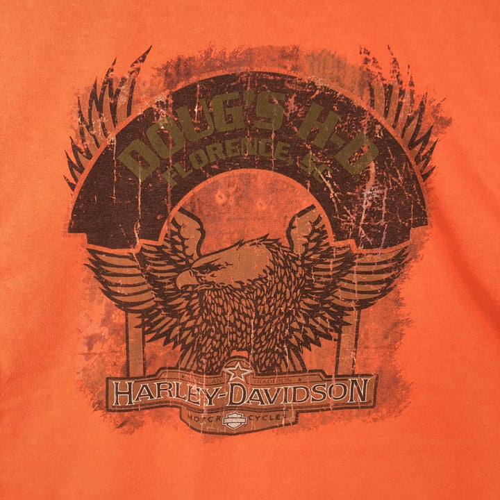 2000'S Hanes Harley-Davidson Eagle Pattern Dragon Pattern Motorcycle T-Shirt, Made in USA, Men's XL equivalent. cotton orange type Vintage Second Hand