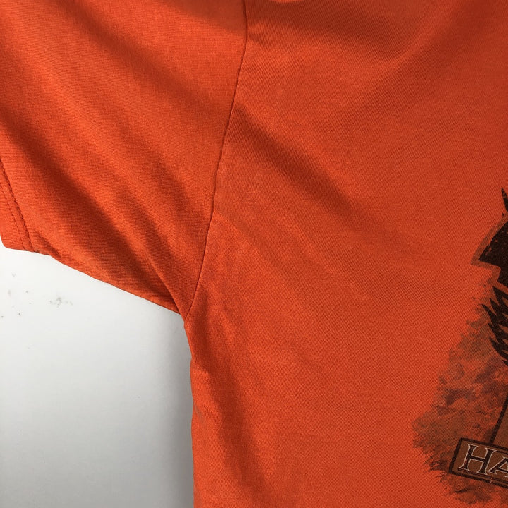 2000'S Hanes Harley-Davidson Eagle Pattern Dragon Pattern Motorcycle T-Shirt, Made in USA, Men's XL equivalent. cotton orange type Vintage Second Hand