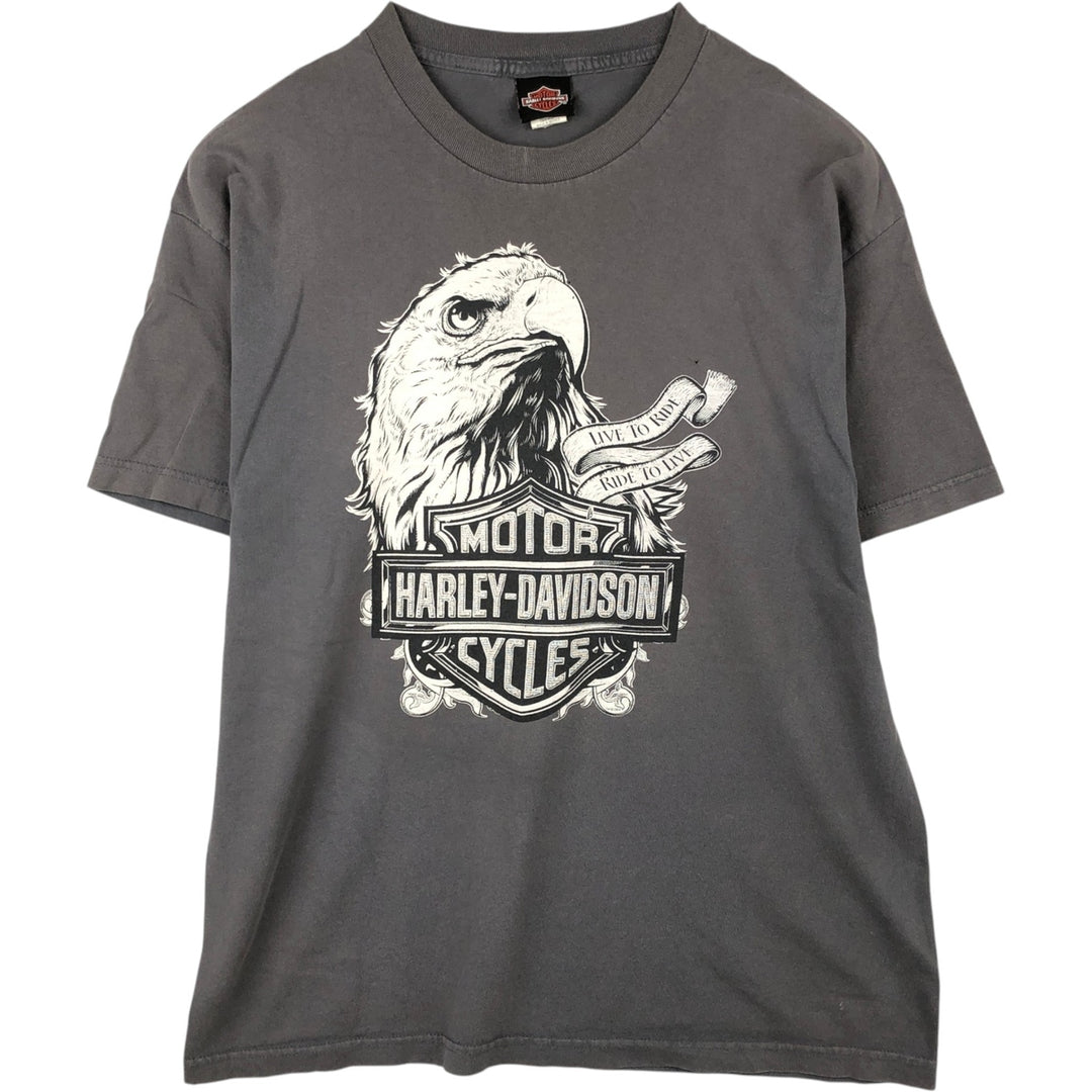 Harley-Davidson Eagle Pattern Motorcycle T-Shirt, Men's XL cotton gray type Vintage Second Hand