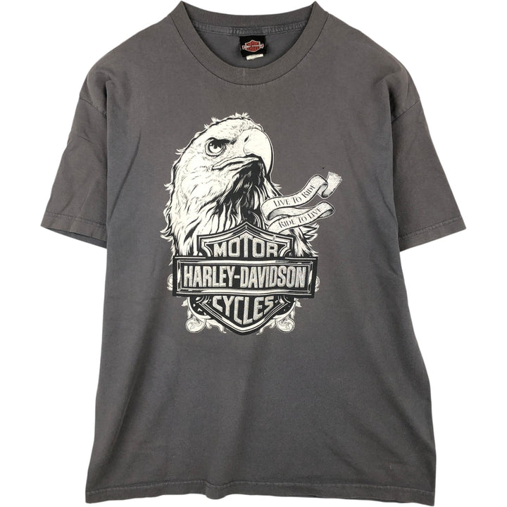 Harley-Davidson Eagle Pattern Motorcycle T-Shirt, Men's XL cotton gray type Vintage Second Hand