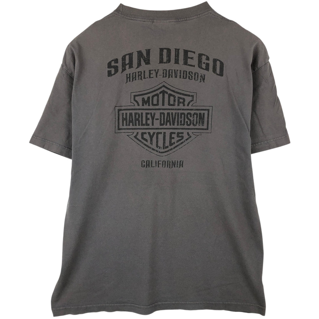 Harley-Davidson Eagle Pattern Motorcycle T-Shirt, Men's XL cotton gray type Vintage Second Hand