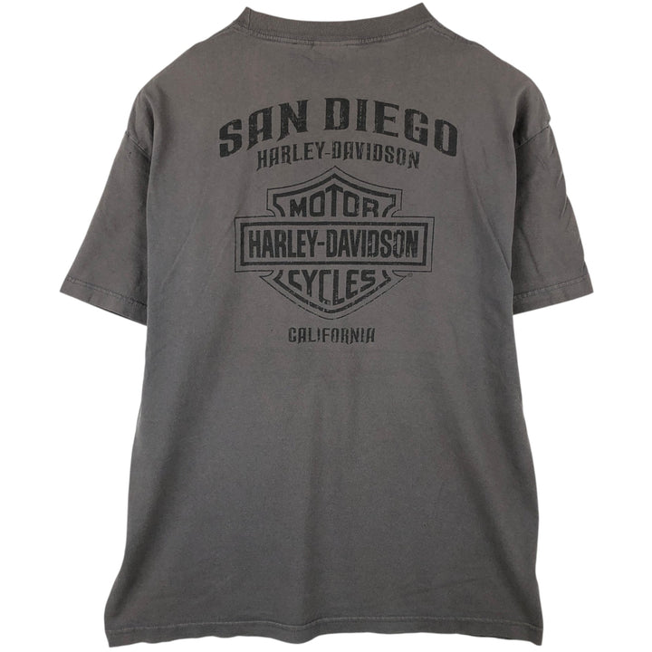 Harley-Davidson Eagle Pattern Motorcycle T-Shirt, Men's XL cotton gray type Vintage Second Hand
