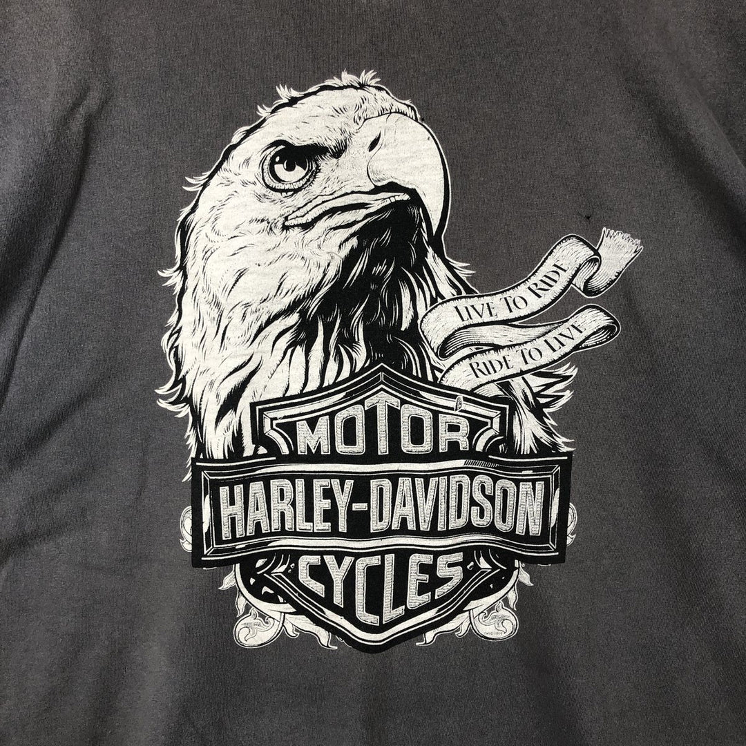 Harley-Davidson Eagle Pattern Motorcycle T-Shirt, Men's XL cotton gray type Vintage Second Hand