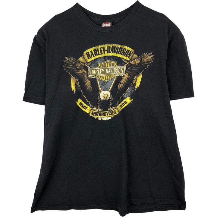 Harley-Davidson Eagle Pattern Motorcycle T-Shirt, Men's XXL (approx.) cotton black type Vintage Second Hand