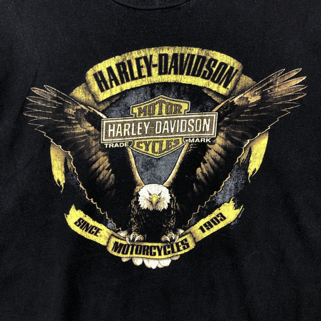 Harley-Davidson Eagle Pattern Motorcycle T-Shirt, Men's XXL (approx.) cotton black type Vintage Second Hand