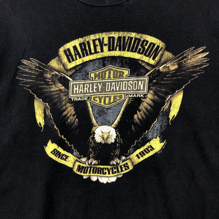 Harley-Davidson Eagle Pattern Motorcycle T-Shirt, Men's XXL (approx.) cotton black type Vintage Second Hand