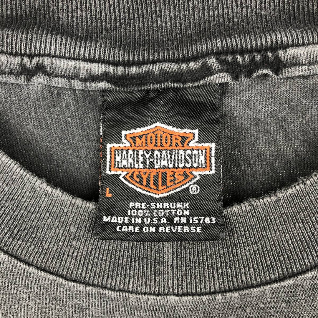 90'S Hanes Harley-Davidson Motorcycle Bike T-Shirt, Made in USA, Men's Size L (approx.), Vintage cotton black type Vintage Second Hand