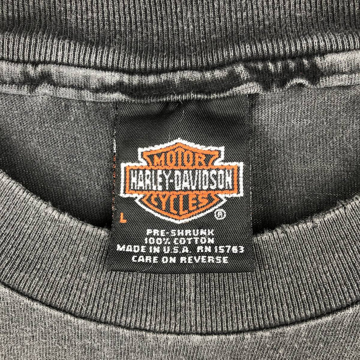 90'S Hanes Harley-Davidson Motorcycle Bike T-Shirt, Made in USA, Men's Size L (approx.), Vintage cotton black type Vintage Second Hand