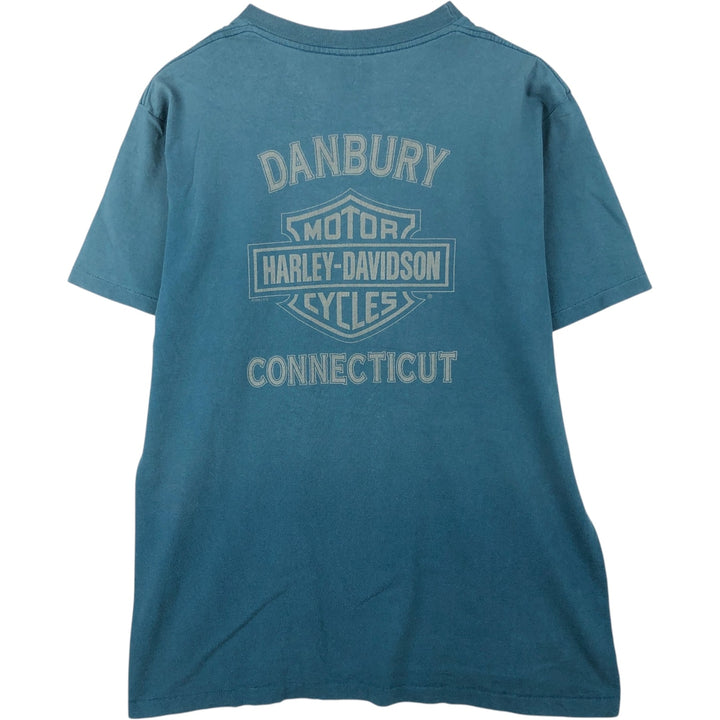 Harley-Davidson Motorcycle Bike T-shirt Made in USA Men's L size cotton blue type Vintage Second Hand